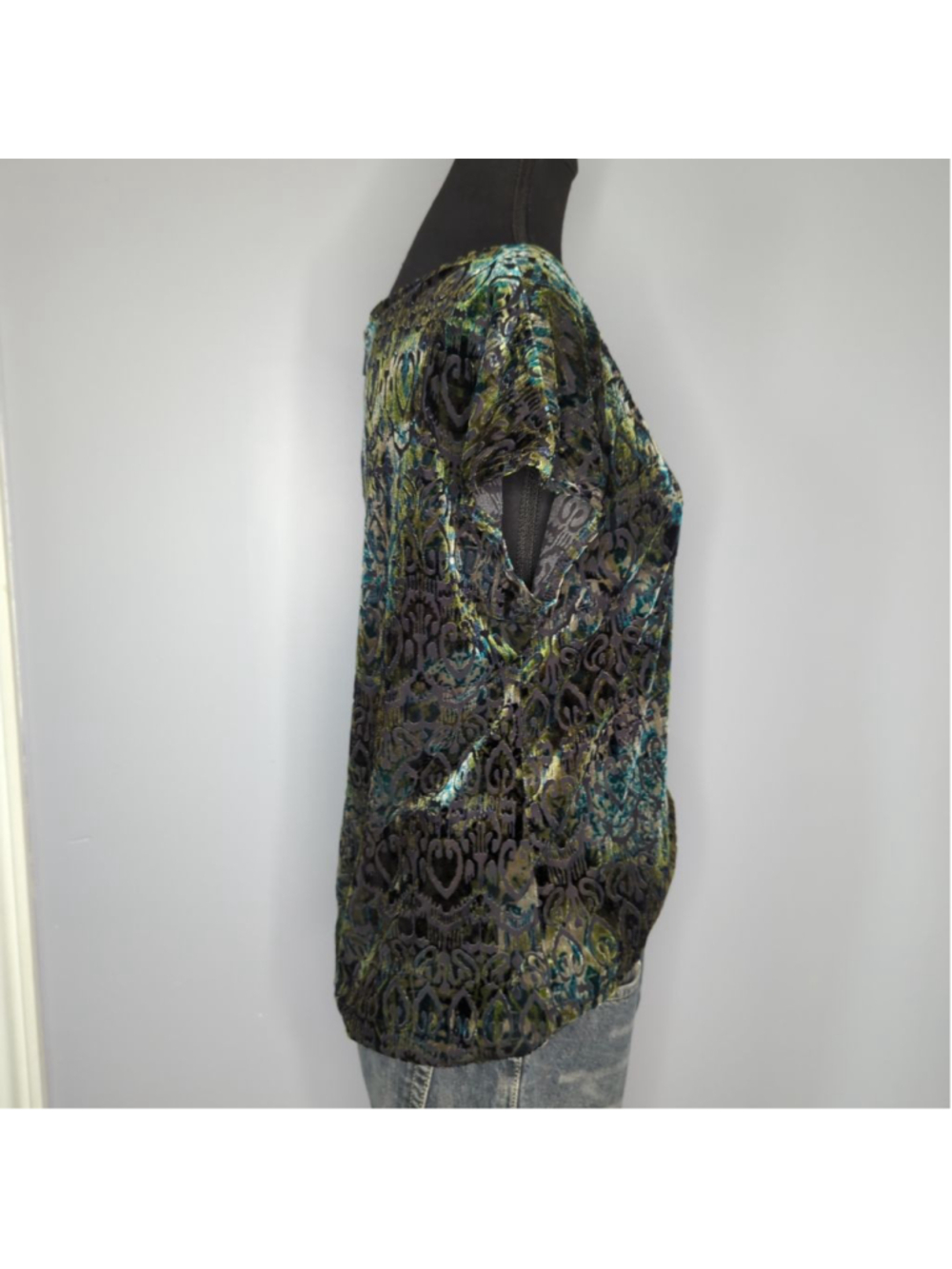 Reitmans Vintage 90s/Y2K Velvet Burnout Paisley Top Sz L Whimsigoth Romantic - Picture 4 of 12